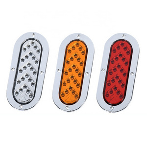 25 LED Car Tail Light Oval Stop Turn Signal Brake Side Marker Lights with Arrow Warning Signal Lamp for RV Truck Trailer