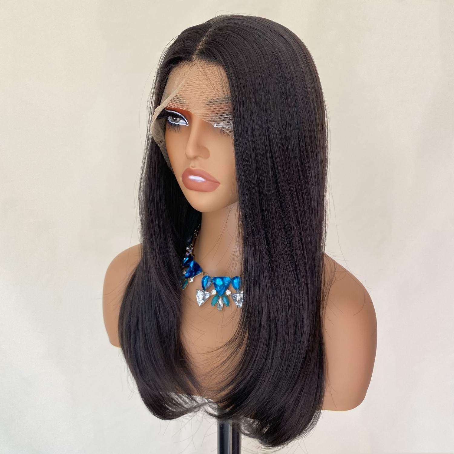 Cheap price japanese futura fiber synthetic wigs Hot Sale Deep Part Lace Front Black color futura synthetic wig