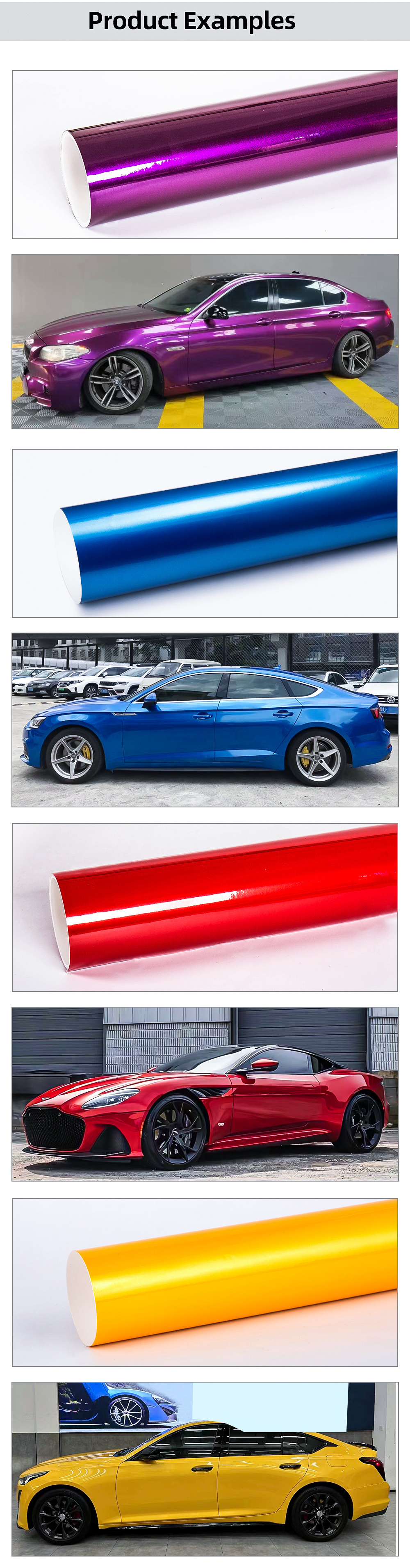 CARLAS 1.52*17m Super Glossy metal Late Night Purple Car PVC Vinyl Wrap Wrapping Film Car Stickers Roll