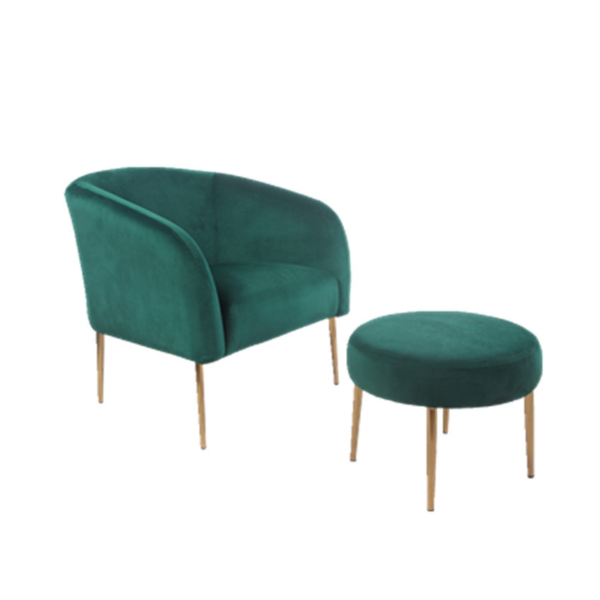 Green Velvet Luxury Round Design Leisure Sofa Chair,Living Room Lounge Chair with Wooden Leg for Hotel,Dinning Room