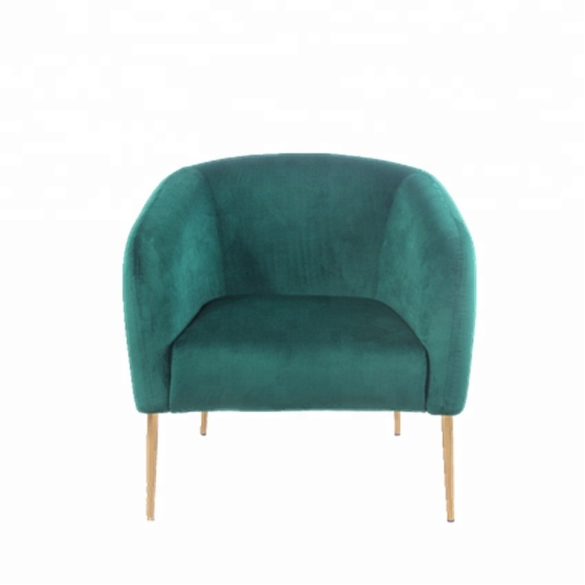 Green Velvet Luxury Round Design Leisure Sofa Chair,Living Room Lounge Chair with Wooden Leg for Hotel,Dinning Room