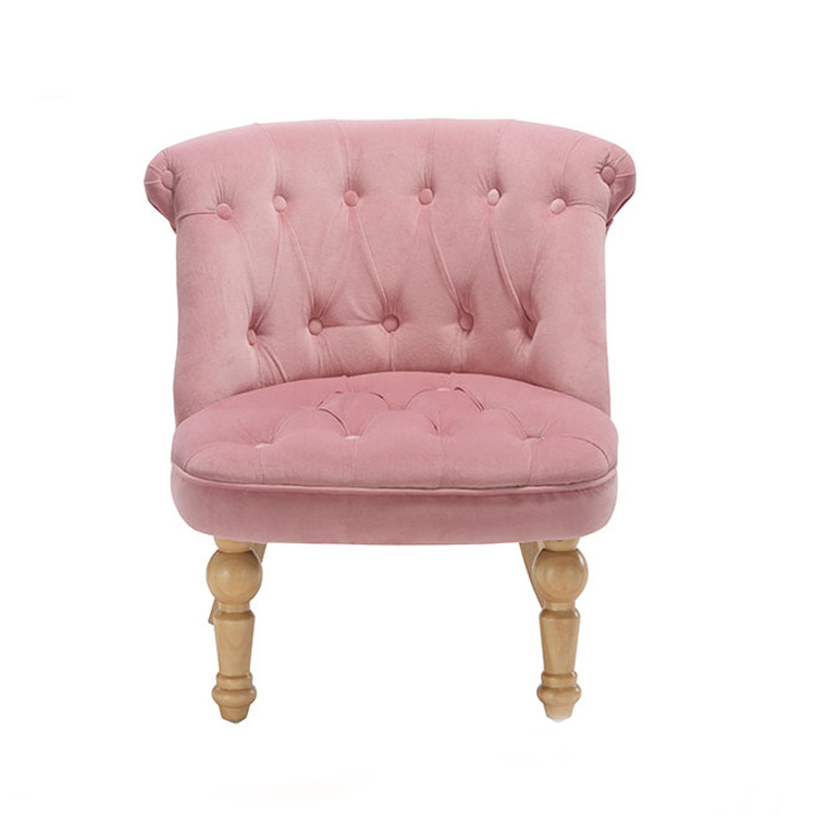 Wholesale Hotel Furniture Lobby Pink Velvet Accent Chair Upholstery Single Sofa Chair