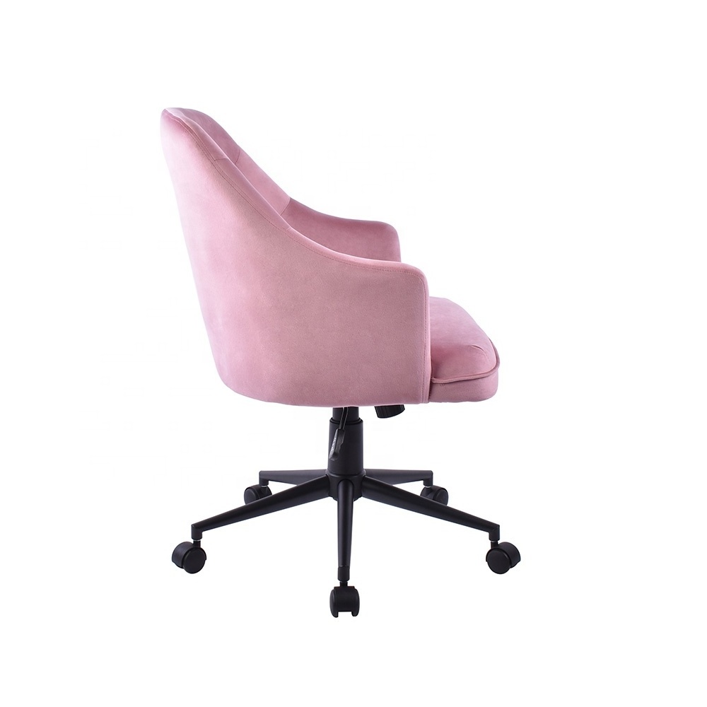 French Style Fashion Velvet Pink Swivel Office Chair for Home Use