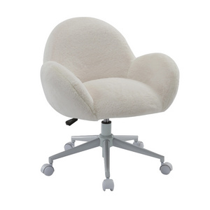 Plush Chair Faux Fur Armchair, Cute White Leisure Chair, Faux Fur Accent Chair Living Room Chair Wholesale Chaise