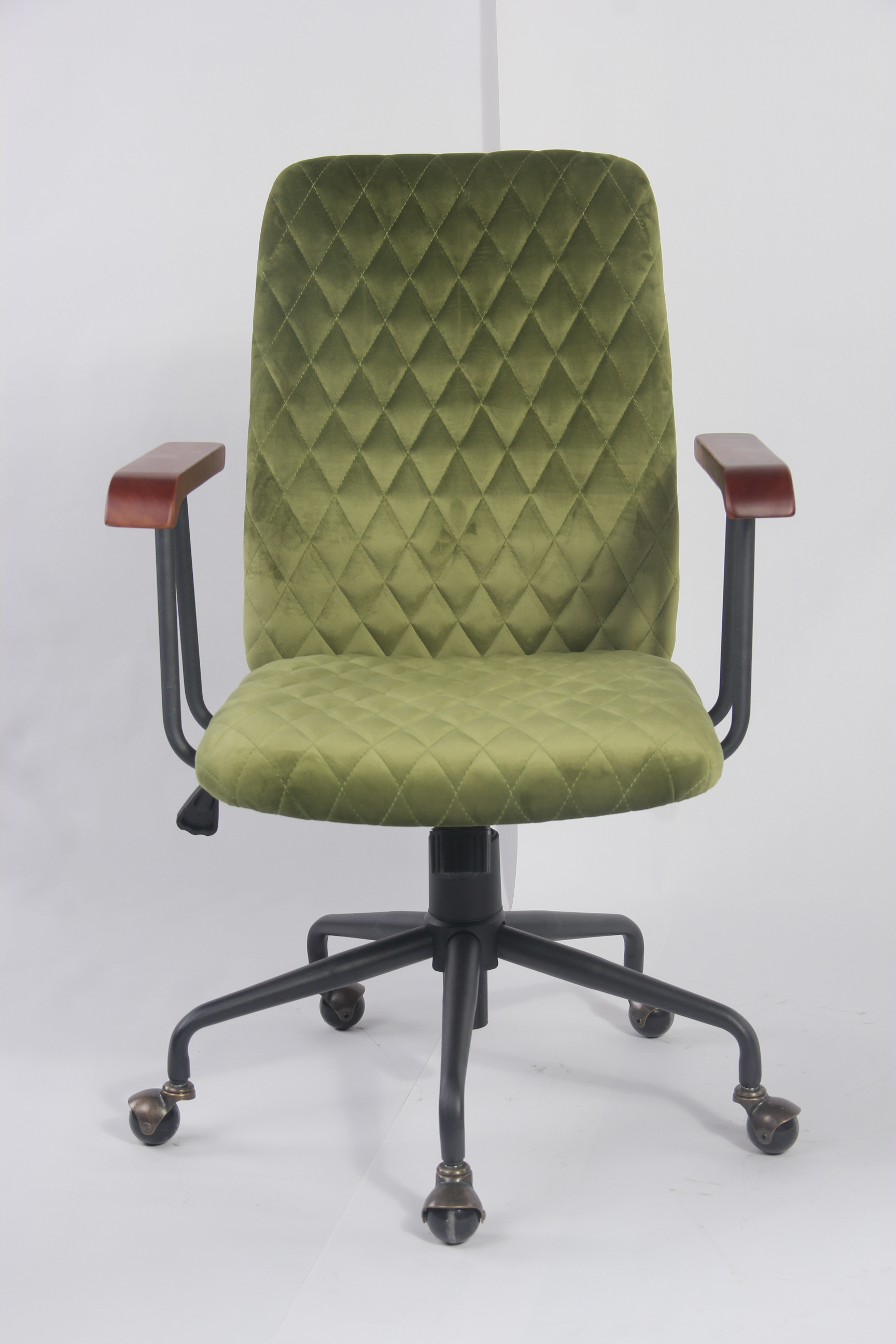 Anji High Back Green Velvet Office Chair New Design Velvet Swivel Task Chair