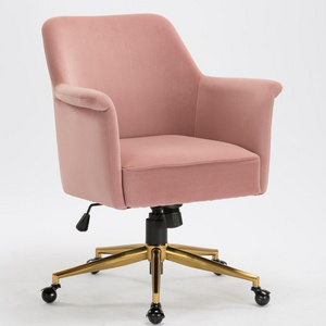 Garlford Base Executive Chair Fancy Chairs Conference Chair, Brass Home Office Chair, Velvet OEM Pink Office Chair 