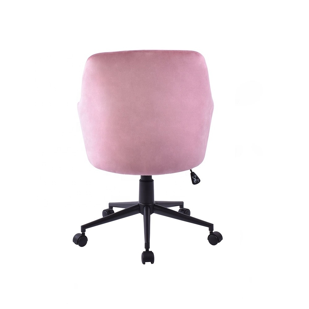 French Style Fashion Velvet Pink Swivel Office Chair for Home Use