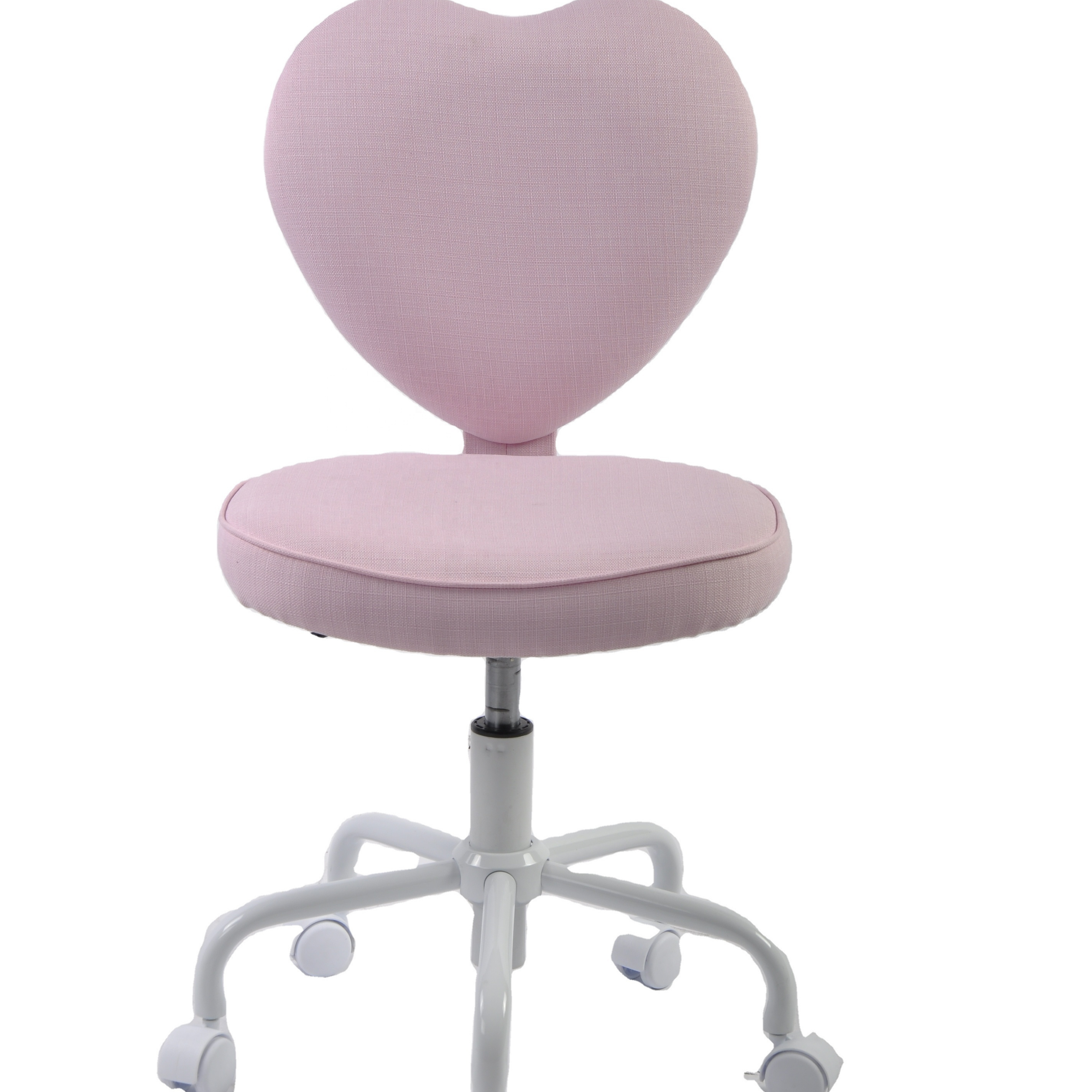 Carlford Cute Chair with Wheels,Kids Chair Living Room office Bedroom Pink Heart Shape Back Swivel Vanity Chair