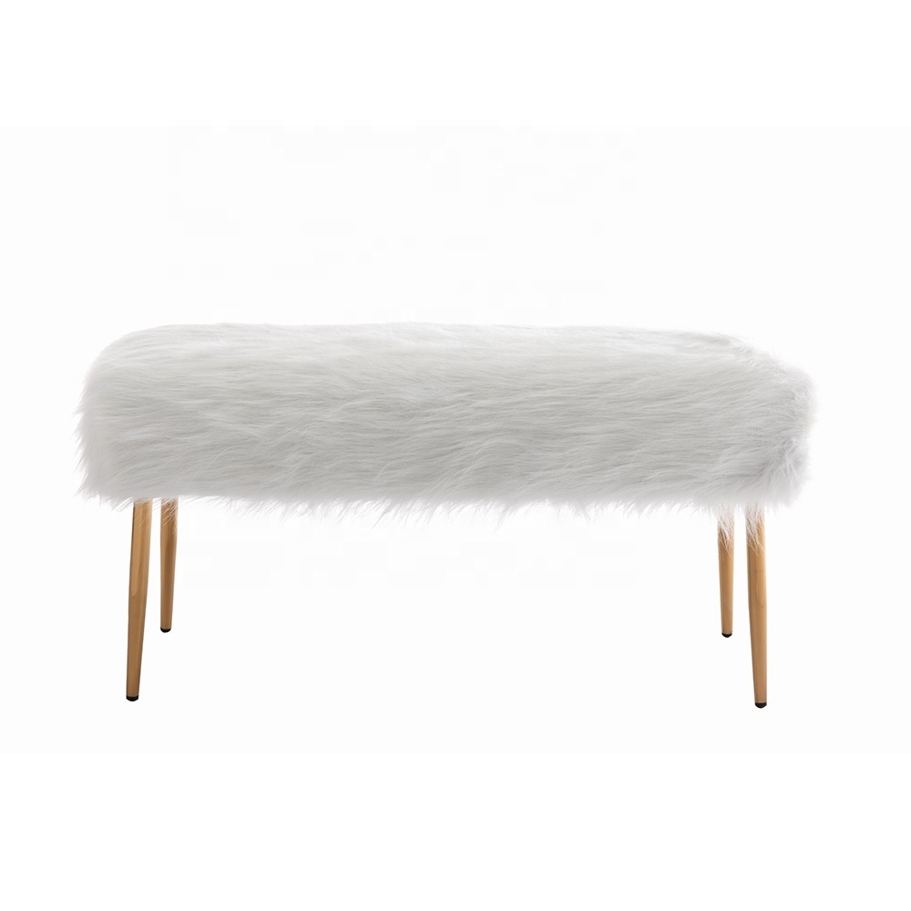 CARLFORD Outdoor Furniture Modern Foot Stool Dressing Stool Patio Bench Bedroom Faux Fur Bench