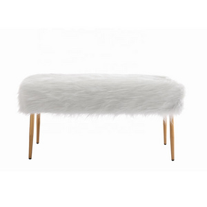 CARLFORD Outdoor Furniture Modern Foot Stool Dressing Stool Patio Bench Bedroom Faux Fur Bench