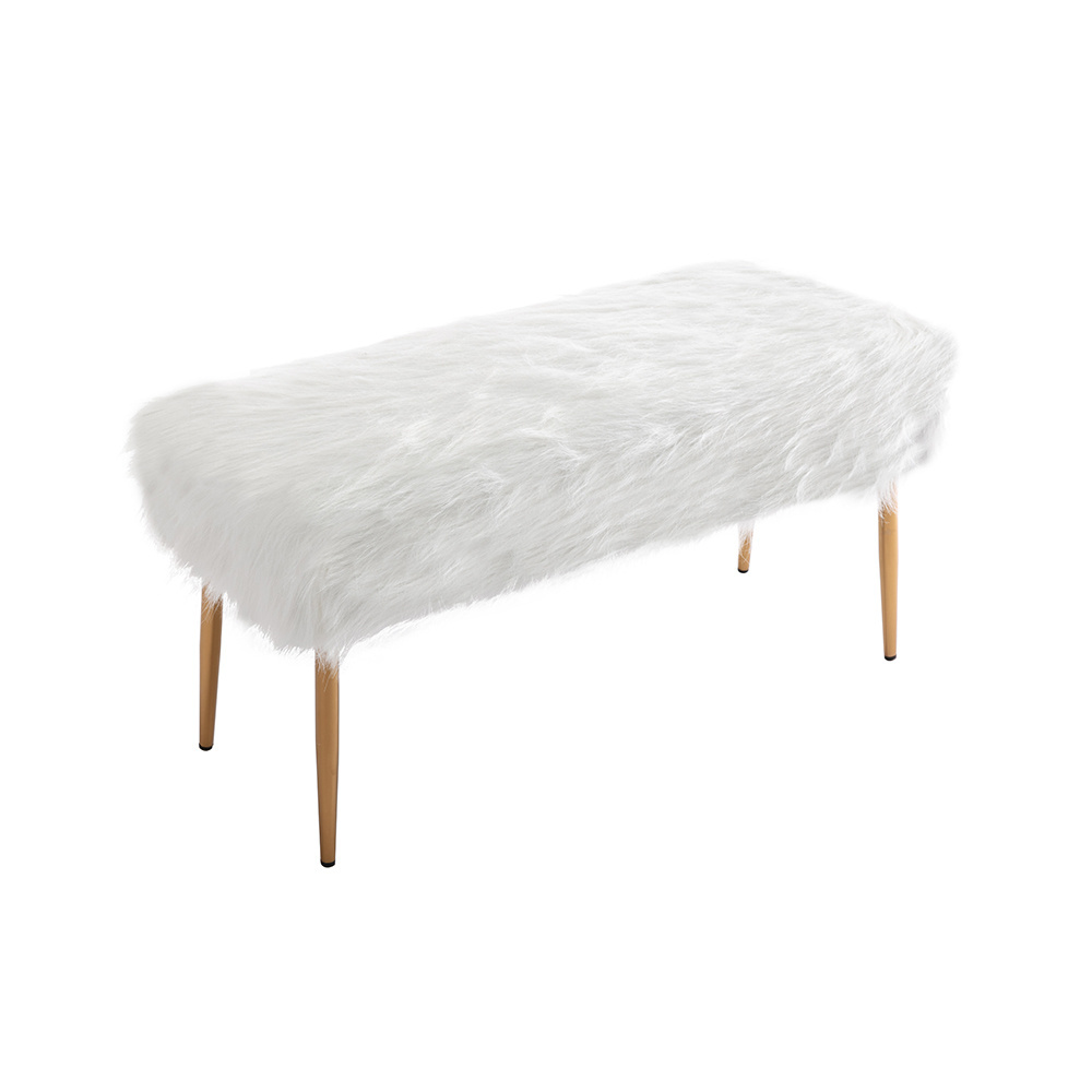 CARLFORD Outdoor Furniture Modern Foot Stool Dressing Stool Patio Bench Bedroom Faux Fur Bench