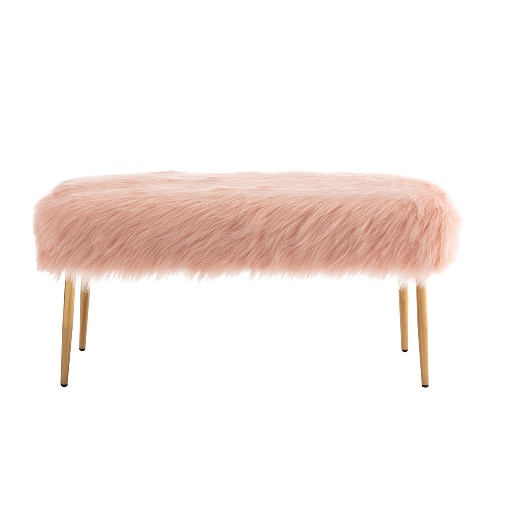 CARLFORD Outdoor Furniture Modern Foot Stool Dressing Stool Patio Bench Bedroom Faux Fur Bench