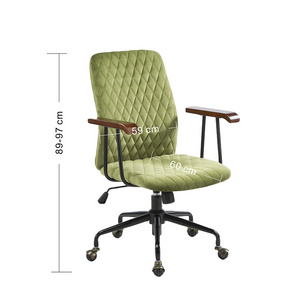 Anji High Back Green Velvet Office Chair New Design Velvet Swivel Task Chair