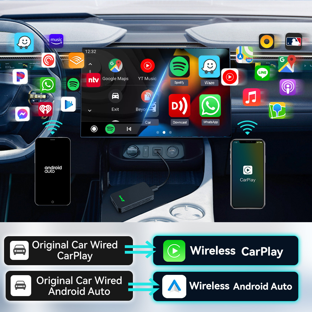 OEM carlinkit 5.0 ai box carplay car radio android wireless adapter carplay portatil dongle portable car play multimedia boxes