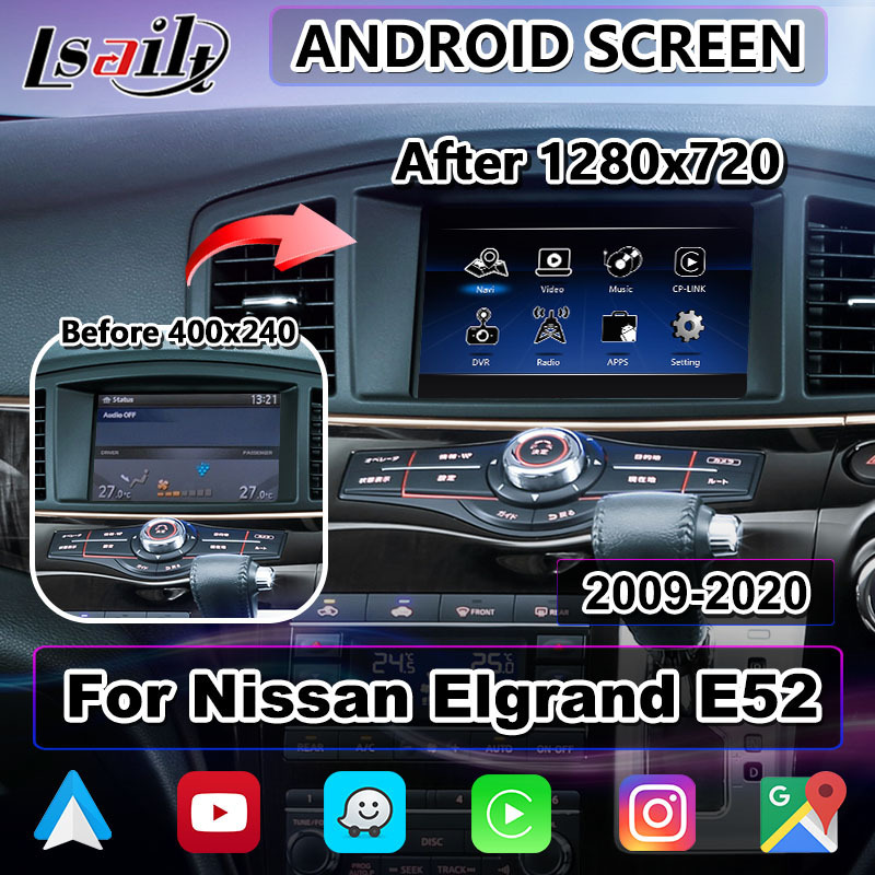 Lsailt 8 Inch Android Car Multimedia Auto Play Interface Screen for Nissan Elgrand E52 2009-2022