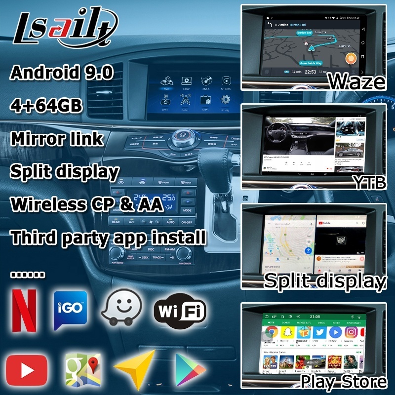 8 inches Android CP AA screen display for Nissan Elgrand E52 2010-2020 with video by pass wireless auto by Lsailt