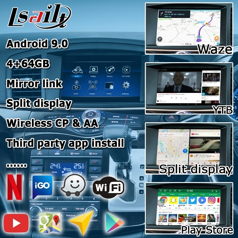 8 inches Android CP AA screen display for Nissan Elgrand E52 IT08 2010-2020 with video interface wireless auto by Lsailt