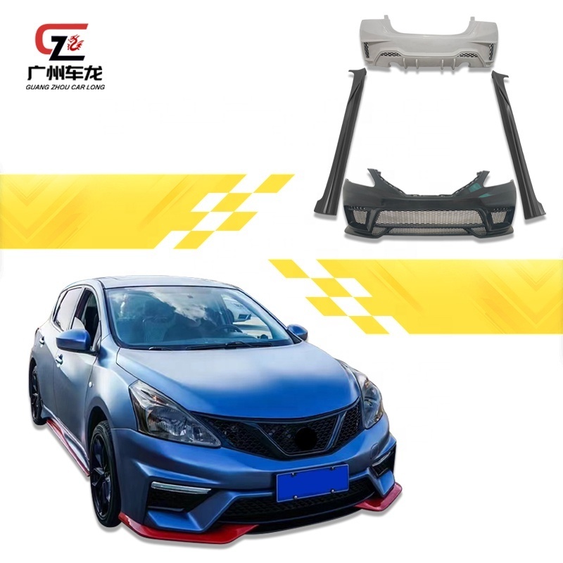 Conversion Nismo Style Bumper Kit For Nissan Tiida Hatchback 2011-2015 Front Facelift Rear Bumper Car Parts Side Skirts Body Kit