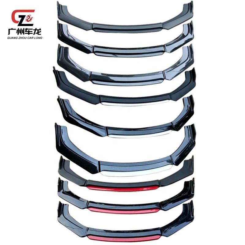 Factory Directly Car Universal Front Lip Double-layer Abs Glossy Black +red Matt Black+White Carbon Fiber Pattern+Black