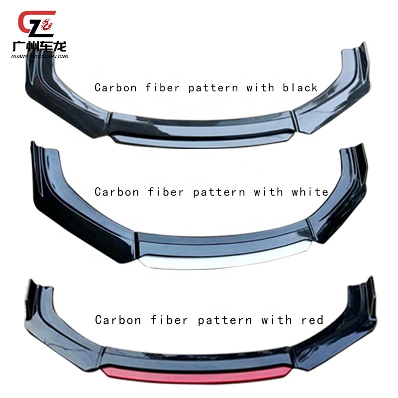 Factory Directly Car Universal Front Lip Double-layer Abs Glossy Black +red Matt Black+White Carbon Fiber Pattern+Black