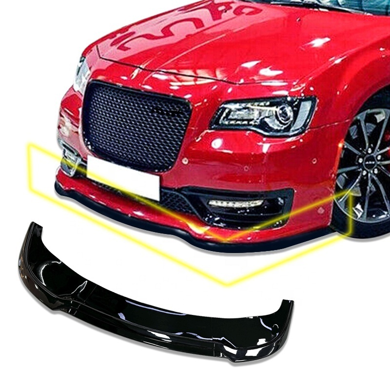 Car Tuning Parts 3 Pcs Sports Style Body Kits For Chrysler 300C 2015-2022 ABS Material Glossy Black Front Bumper Lip