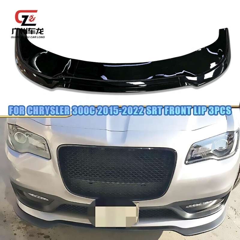 Car Tuning Parts 3 Pcs Sports Style Body Kits For Chrysler 300C 2015-2022 ABS Material Glossy Black Front Bumper Lip