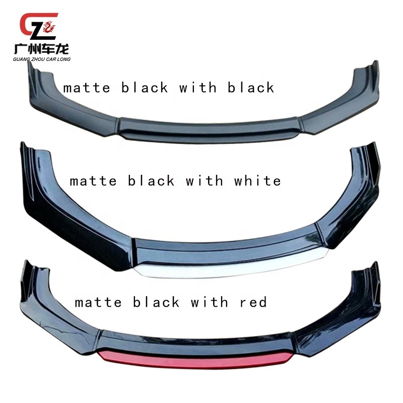 Factory Directly Car Universal Front Lip Double-layer Abs Glossy Black +red Matt Black+White Carbon Fiber Pattern+Black