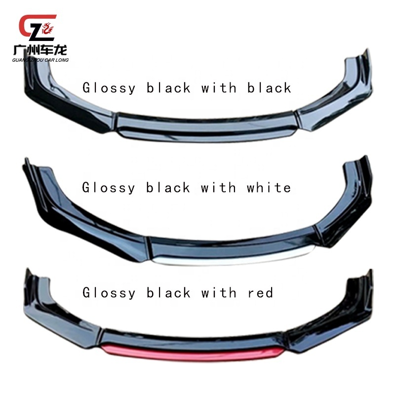 Factory Directly Car Universal Front Lip Double-layer Abs Glossy Black +red Matt Black+White Carbon Fiber Pattern+Black