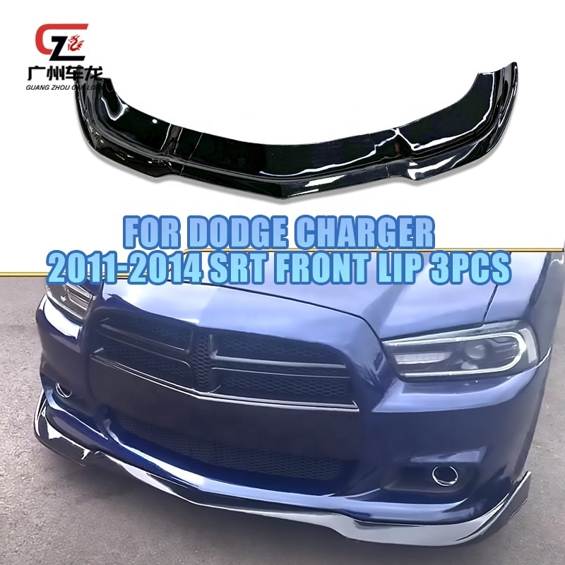 Car Tuning Parts 3 Pcs Sports Style Body Kits For Dodge Charger 2011-2014 ABS Material Glossy Black Front Bumper Lip