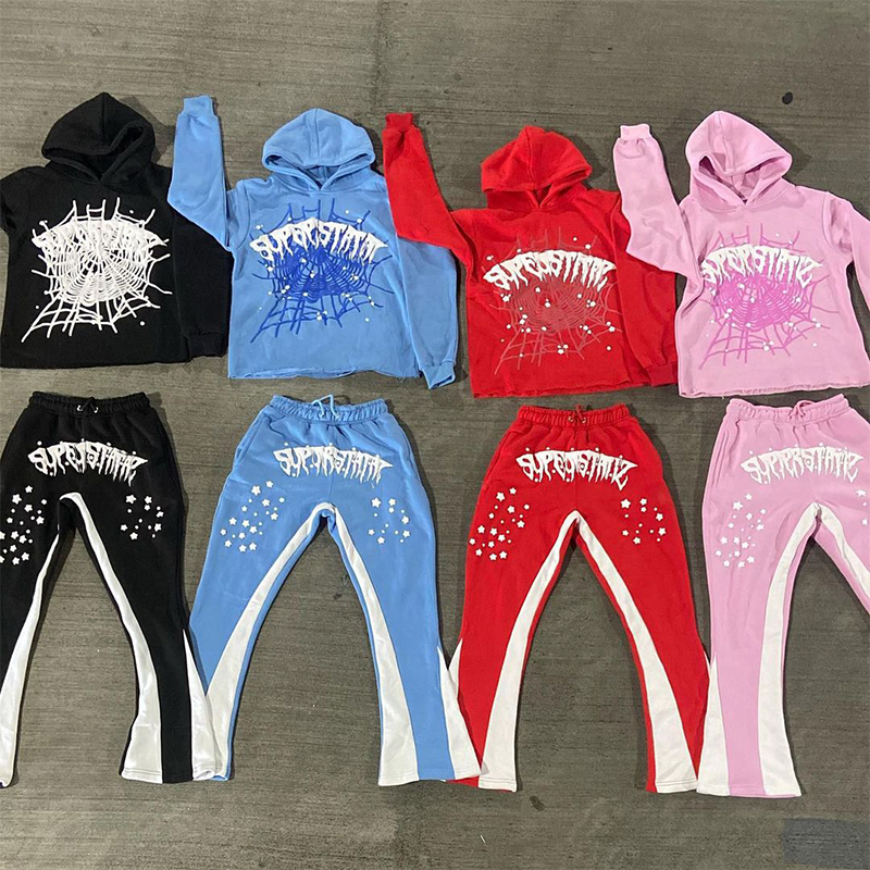 N138 OEM Streetwear Sweat Suits unisex streetwear y2k ninja hoodie men Tracksuit Set  Flared Sweatpants And Hoodie Set