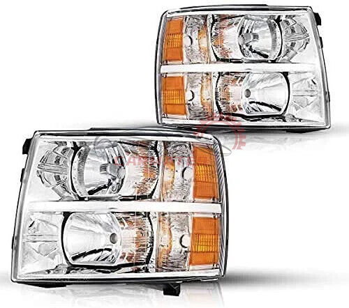 Headlight For 2007-2013 Chevy Chevrolet Silverado 1500 2500 3500 HD Chrome Trim headlamp GM2502280 GM2503280