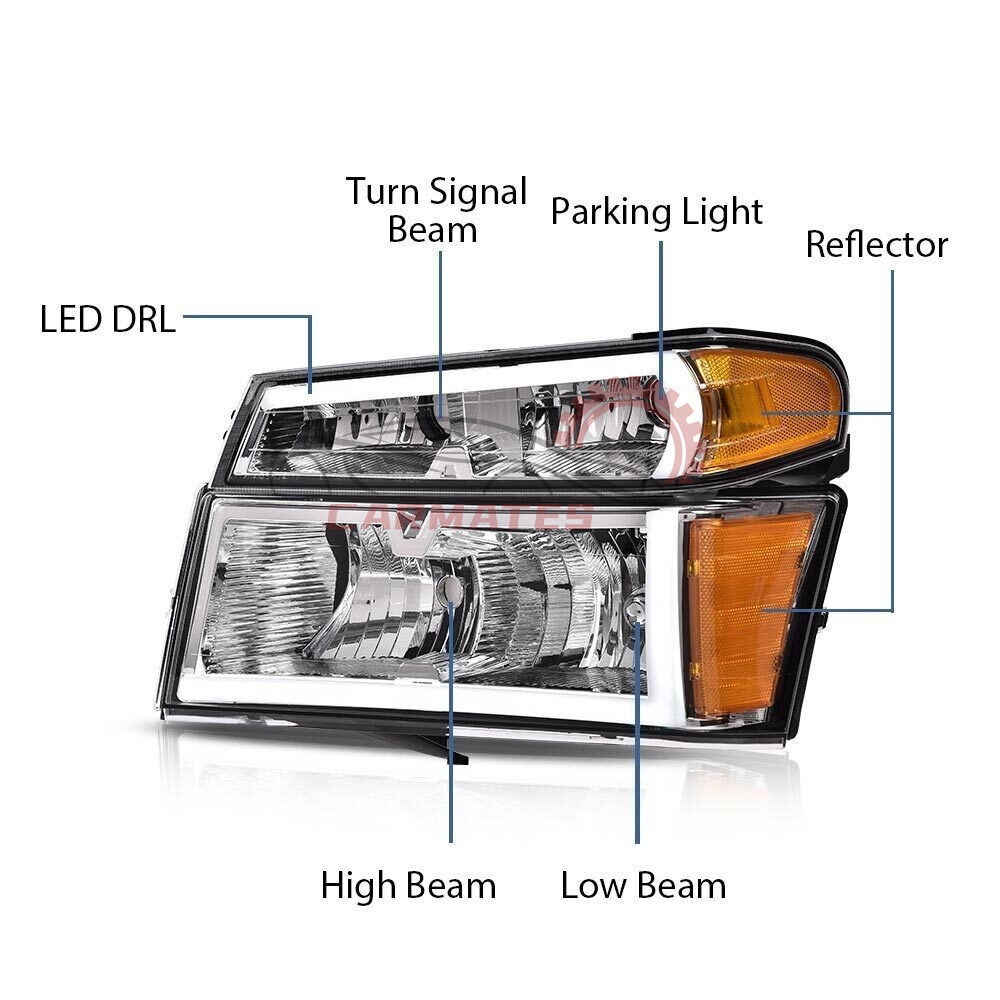 led Headlights Bumper HeadLamps Fit For 2004-2012 GMC Canyon Chevy Colorado JJ drl Daytime running light TUBE