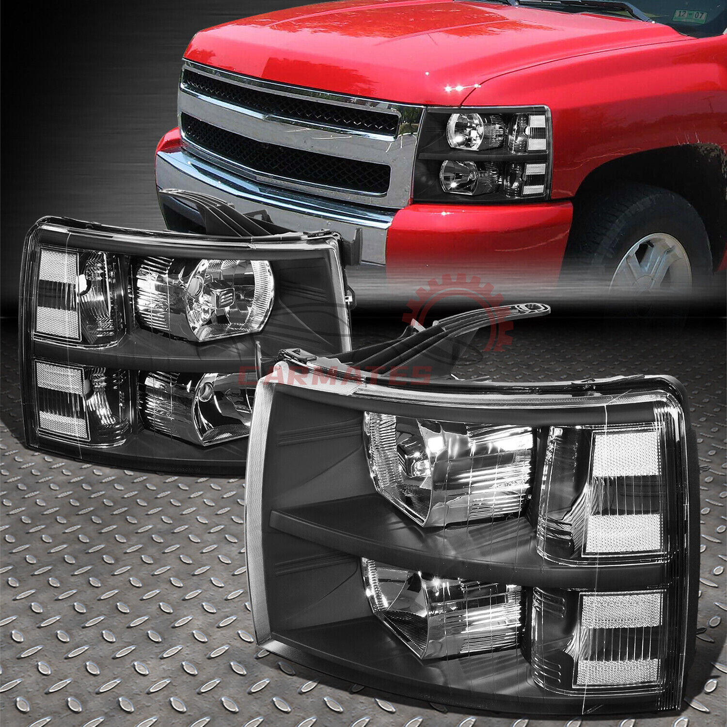 Headlight For 2007-2013 Chevy Chevrolet Silverado 1500 2500 3500 HD Chrome Trim headlamp GM2502280 GM2503280