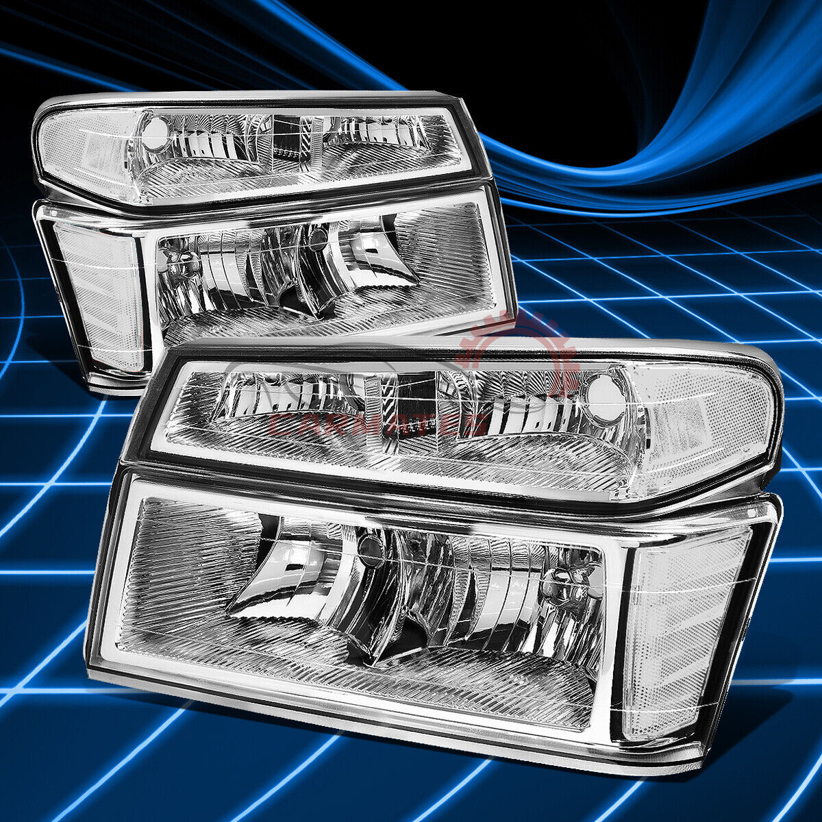 Headlights Bumper HeadLamps For 2004-2012 GMC Canyon Chevy Colorado Chrome Trim auto lighting systems