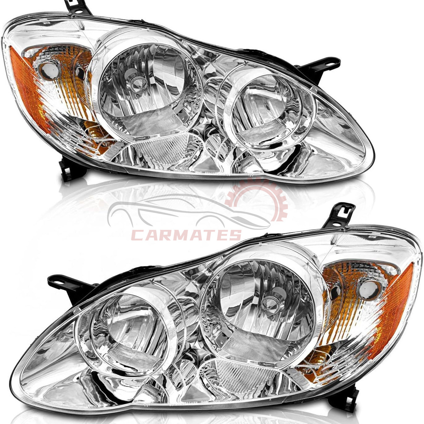 Headlamp For 2003-2008 Toyota Corolla Amber Assembly Pair Black Bezel Headlights Replacement T02502154 8115002200