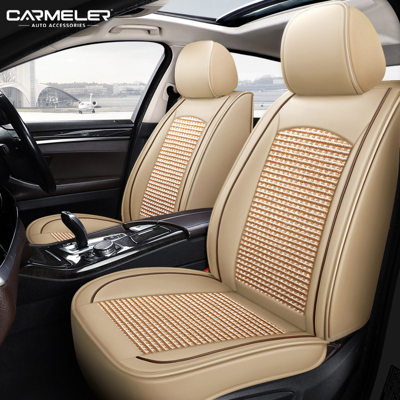 Carmeler High Quality Custom-made PU Leather  interior accessories car Seat Cover 5 Seats Black custom logo Car Seat Covers