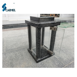 Wholesale Price European Style Polished Cemetery Granite Grave Lamp And Lanterns For Funeral Monument