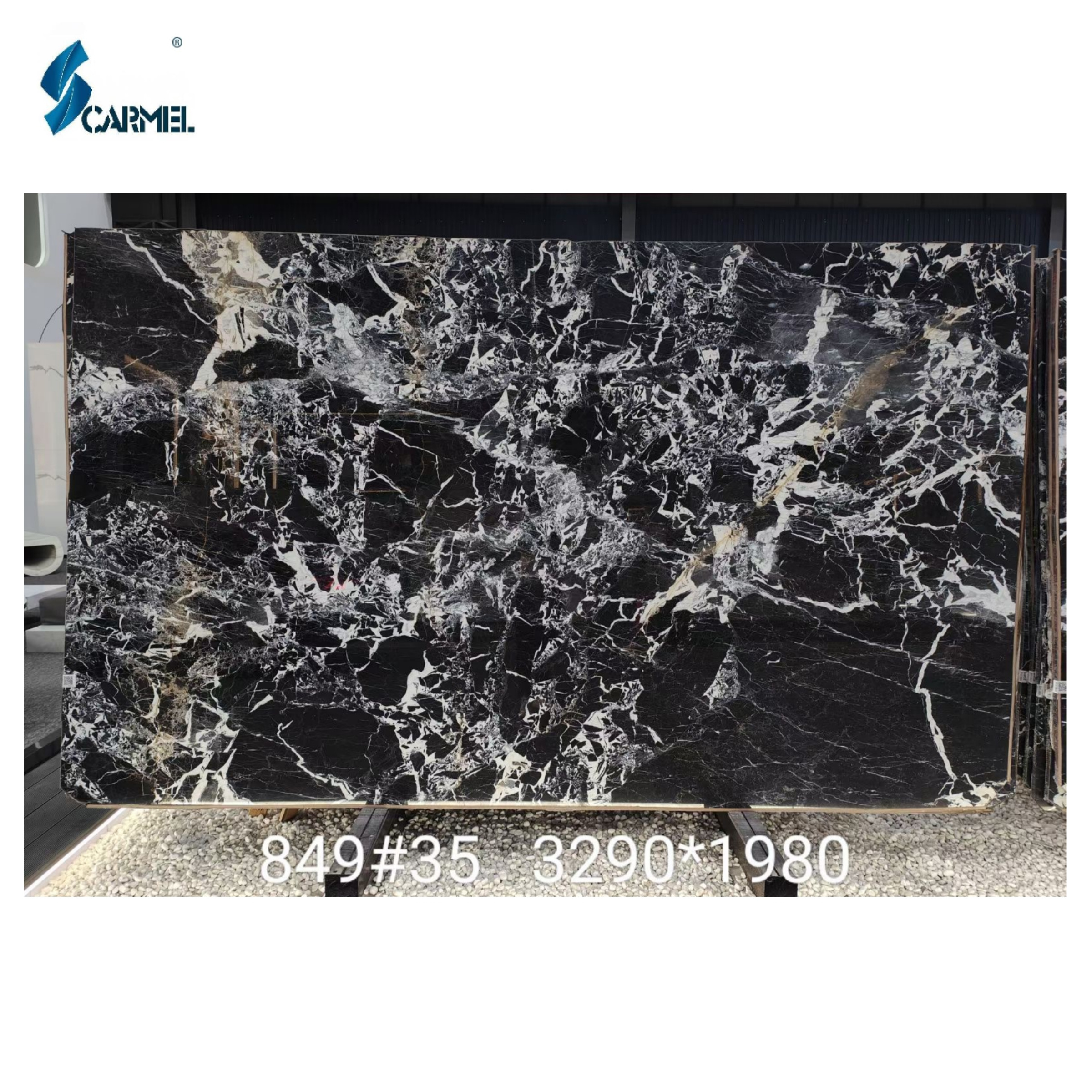 Luxury Natural Stone Grand Antique Black White Flooring Marble Slab Custom Napoleon Black Marble With White Vein