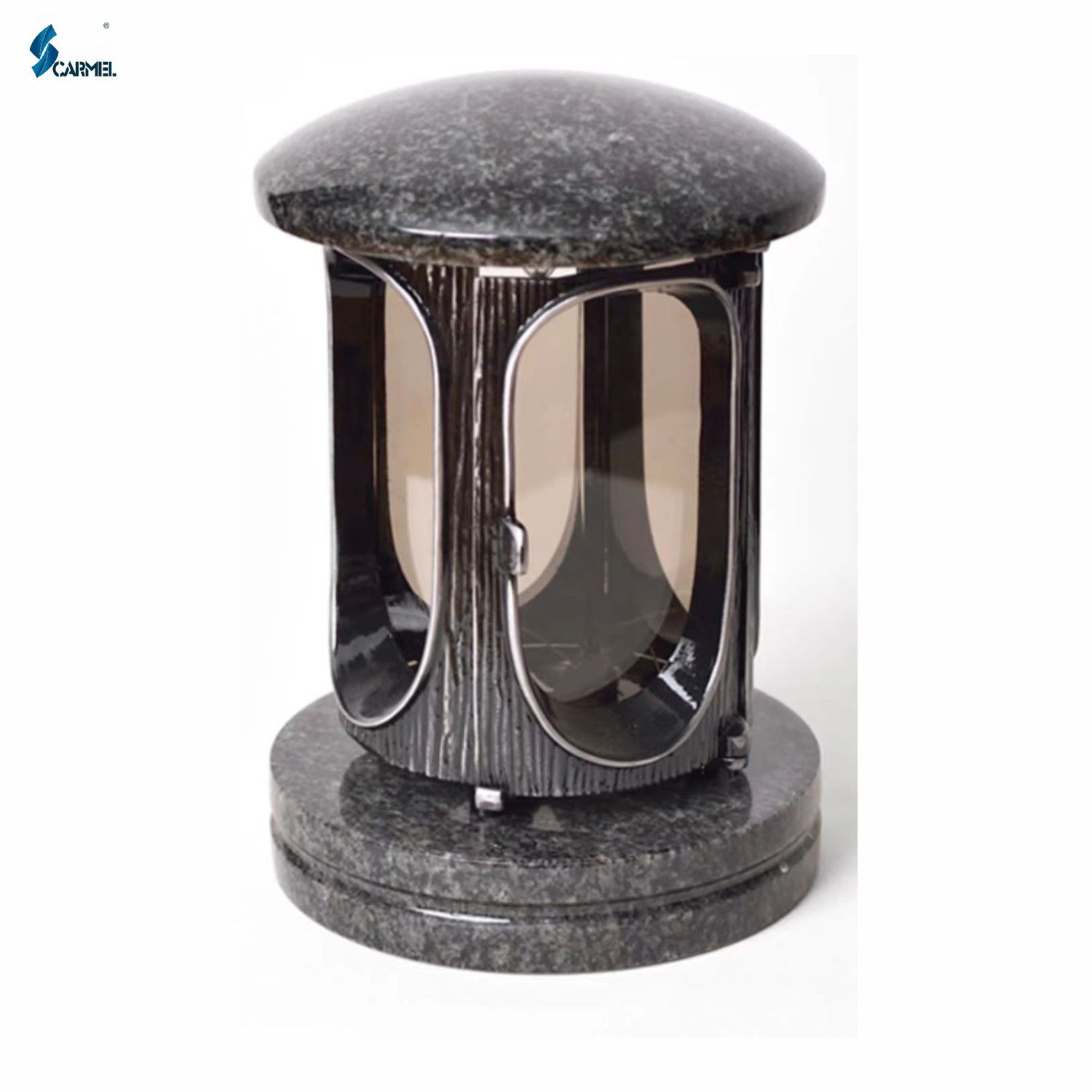 European Style Cemetery Usage Memorial Black Granite Lantern Polished Grave Natural Stone Lantern For Gravestone