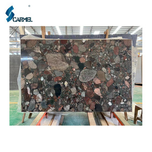 Pebbly Marble Red Natural Stone Cheap Price Marble Slab Tile Beautiful Interior Stone For Countertop