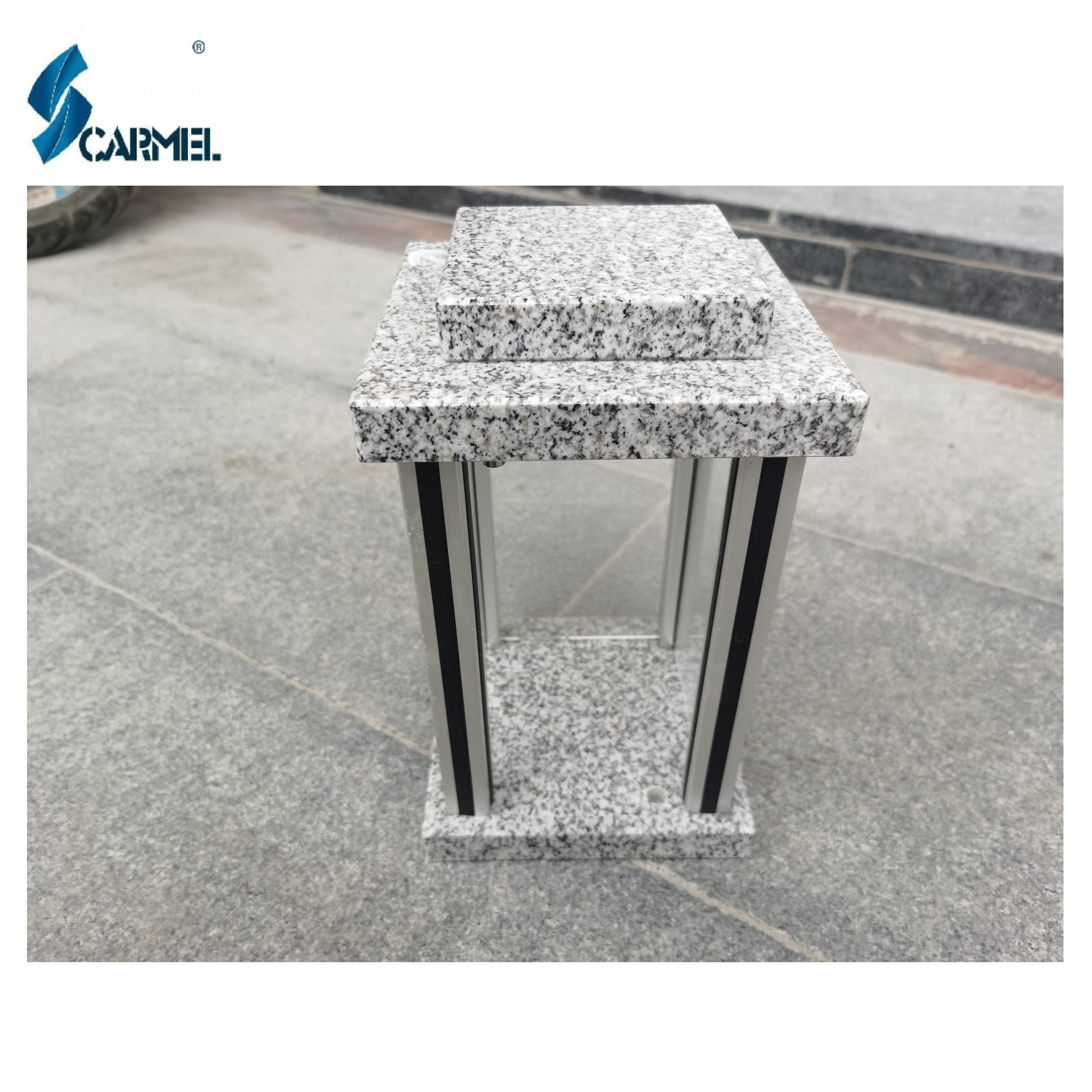 Wholesale Price European Style Polished Cemetery Granite Grave Lamp And Lanterns For Funeral Monument