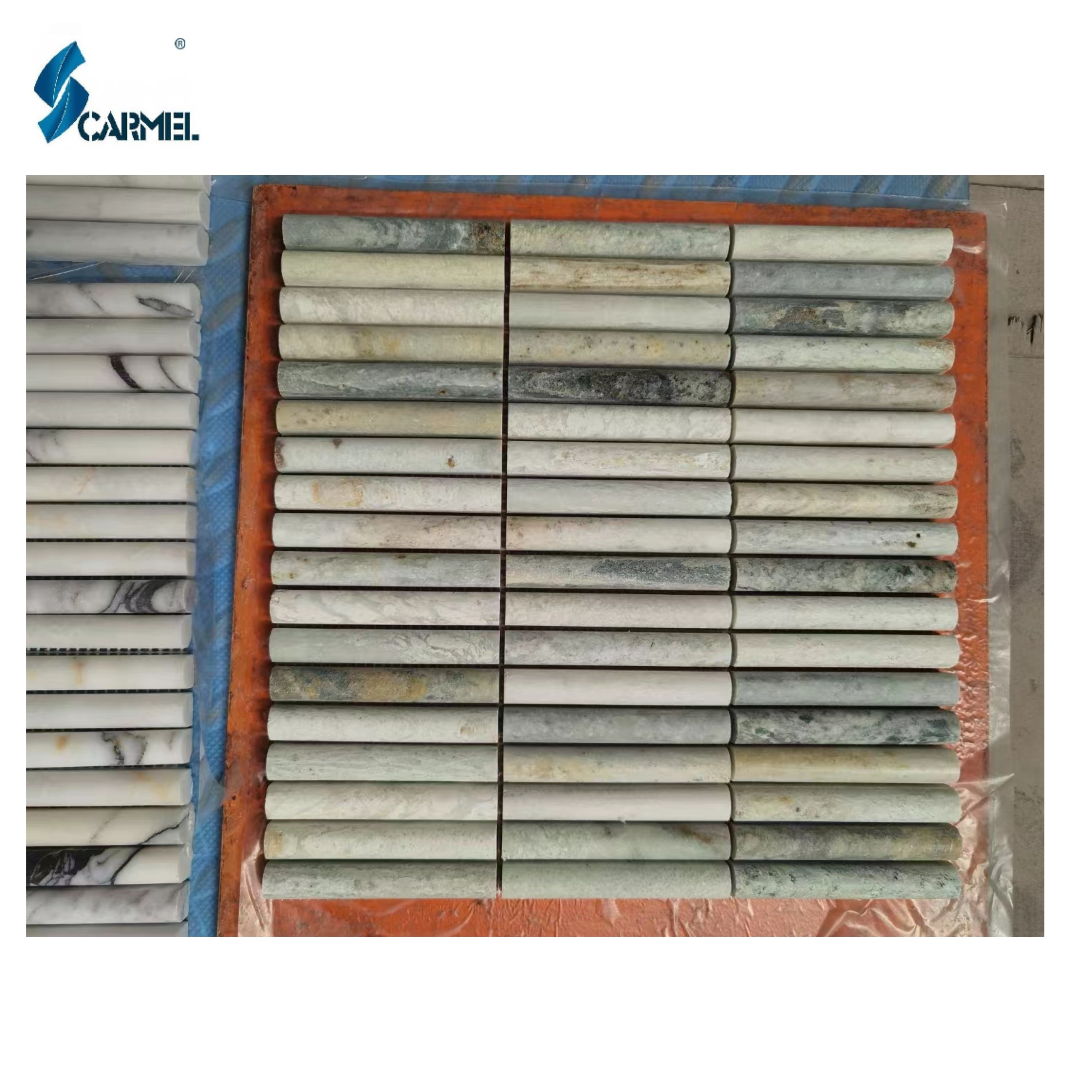 CARMEL STONE Mixed Material Marble Tile Kitchen Backsplash Factory Directly Sale Matte Natural Stone Curved Marble Tile Mosaic