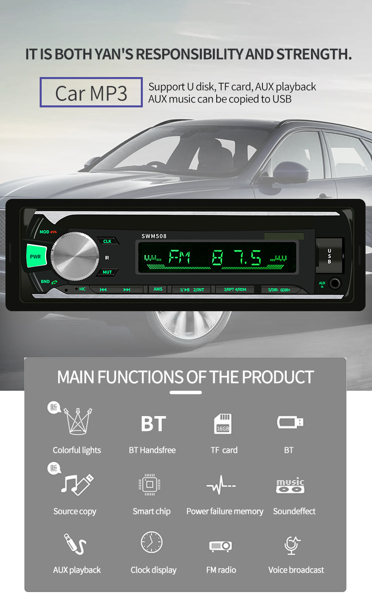 New 1 DIN Car MP3/MP5 Radio Lowest Price Support BT FM USB SD TF Card Car MP3 Player Car Stereo Audio Single DIN