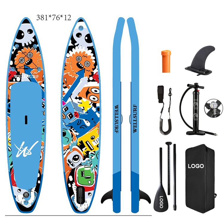 12'6 381cm Double Layer PVC Fusion Material Drop Stitch Race Sup Board Inflatable Racing Paddle Board