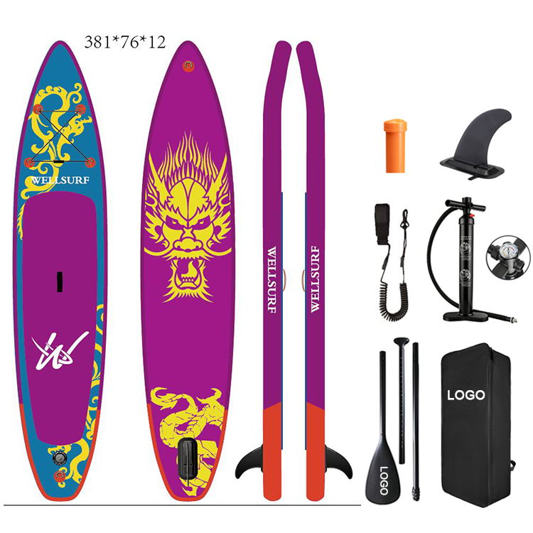 12'6 381cm Double Layer PVC Fusion Material Drop Stitch Race Sup Board Inflatable Racing Paddle Board