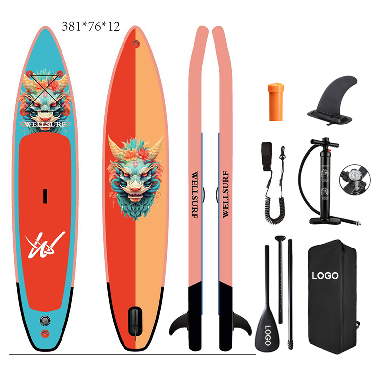 12'6 381cm Double Layer PVC Fusion Material Drop Stitch Race Sup Board Inflatable Racing Paddle Board