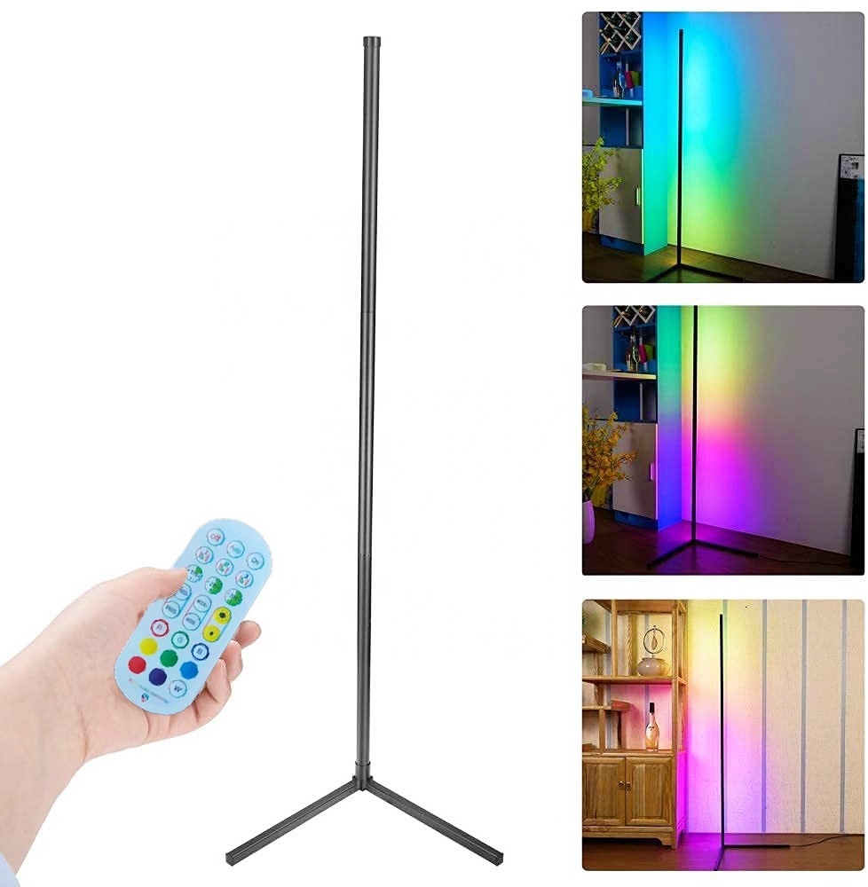 Nordic modern Led Standing Corner Floor Lamp Gaming Lights Living Room Ambient RGB Decor Night Lighting