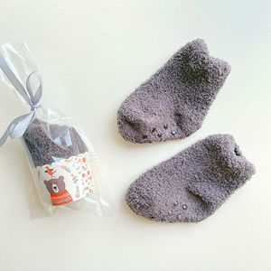 Wholesale Thick Cotton Winter Kids Socks Stretchy Coral Fleece Baby Grips Socks With Rubber Sole