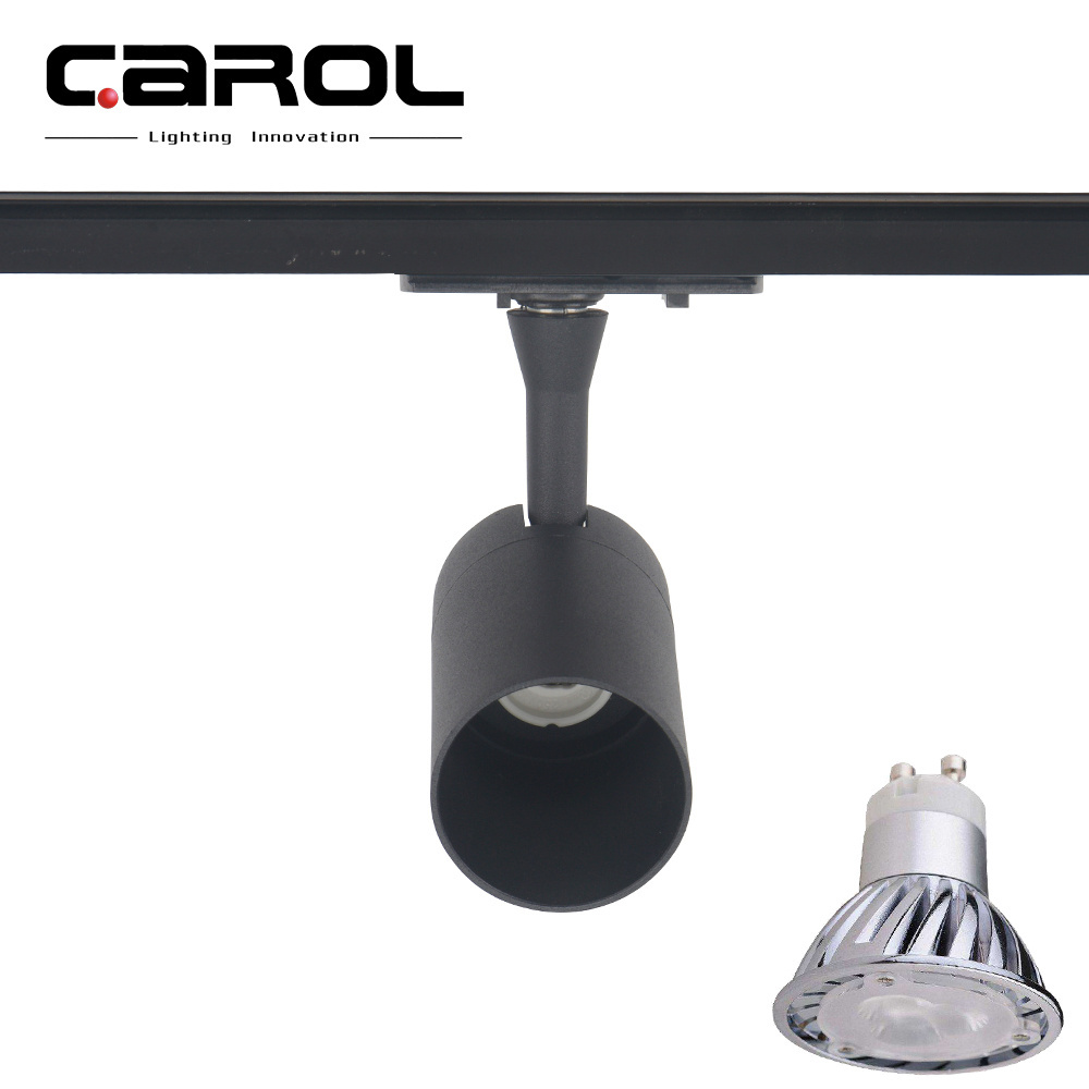 Ceiling recessed aluminum mini gu10 mr16 rail 3 wires spot light par 30 led track light housing gu10 track light grey