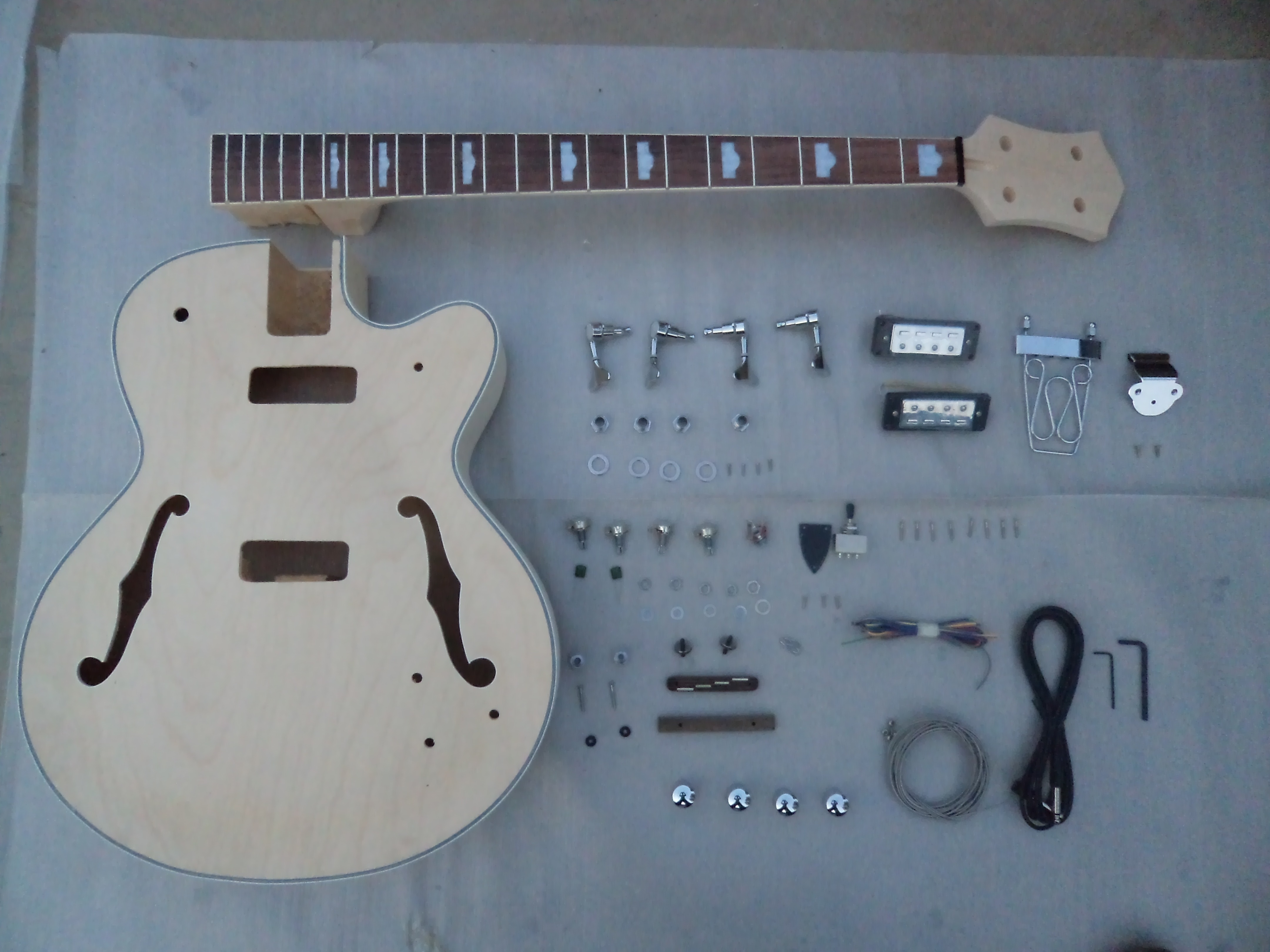 BK011 Semi Hollow Body Style DIY Unfinished Project Luthier Electric Guitar Kit